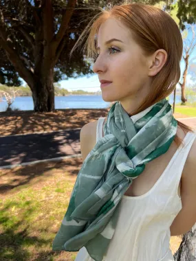 🍃 Green Scarf -Print Scarf - Block Shades