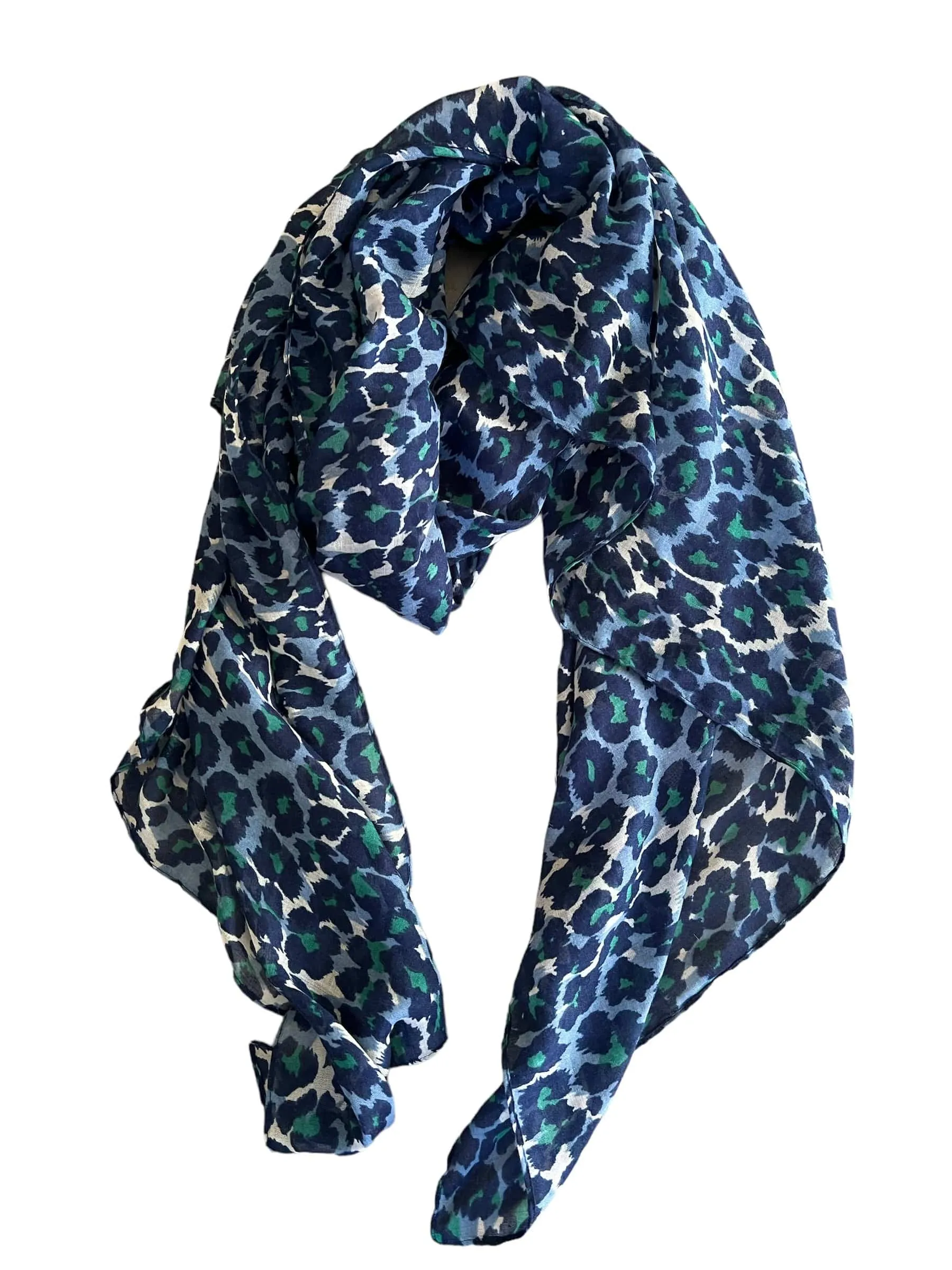 💙 Leopard Print Scarf - Blue Black Print