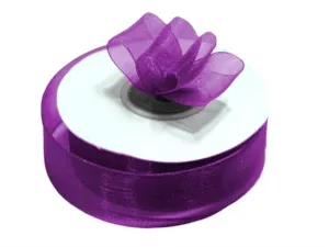 25 Yard 7/8"DIY Eggplant Organza Ribbon With Satin Edges For Craft Dress Wedding