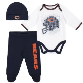 3-Piece Baby Boys Chicago Bears Bodysuit, Footed Pant, and Cap Set