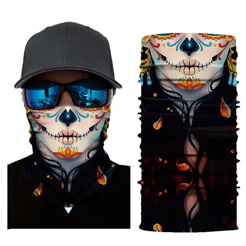 3D Printed Sunscreen Clown Skull Outdoor Sports Cycling Mask Scarf Fishing Gear