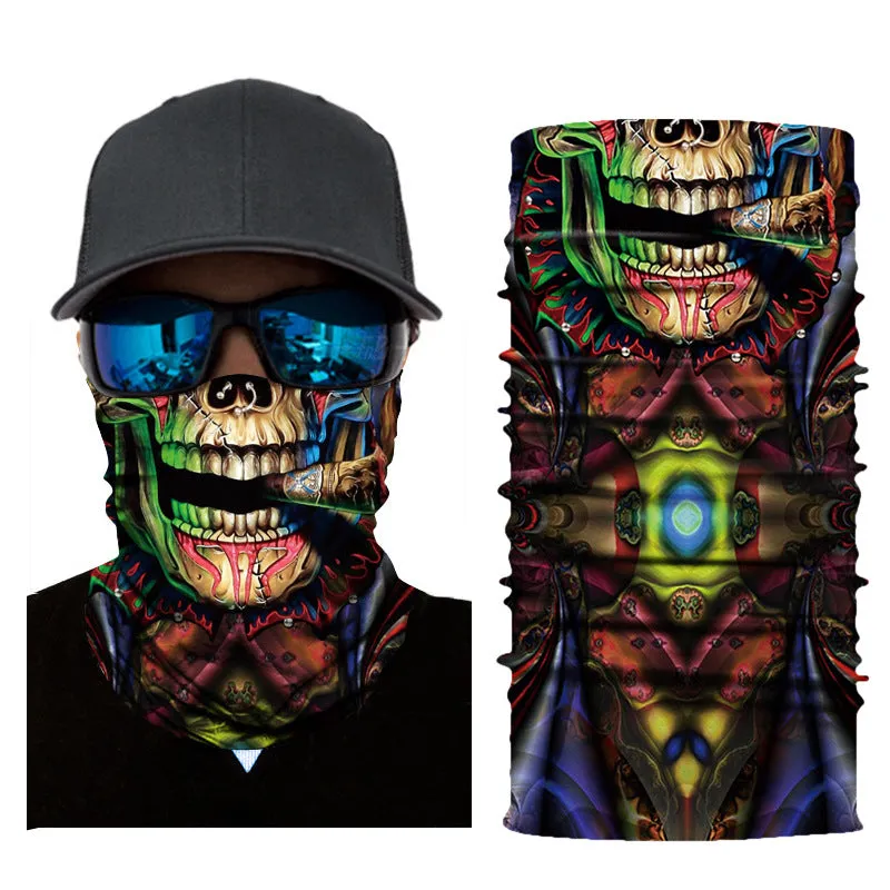 3D Printed Sunscreen Clown Skull Outdoor Sports Cycling Mask Scarf Fishing Gear