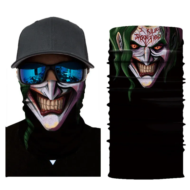 3D Printed Sunscreen Clown Skull Outdoor Sports Cycling Mask Scarf Fishing Gear