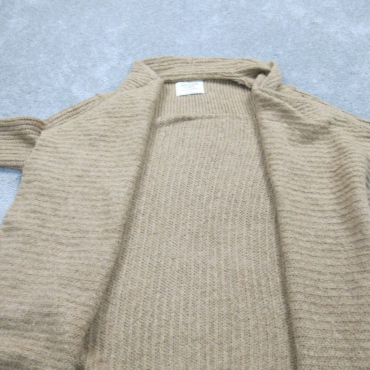 Abercrombie & Fitch Women Cardigan Sweater Knitted Long Sleeves Light Brown SZ L