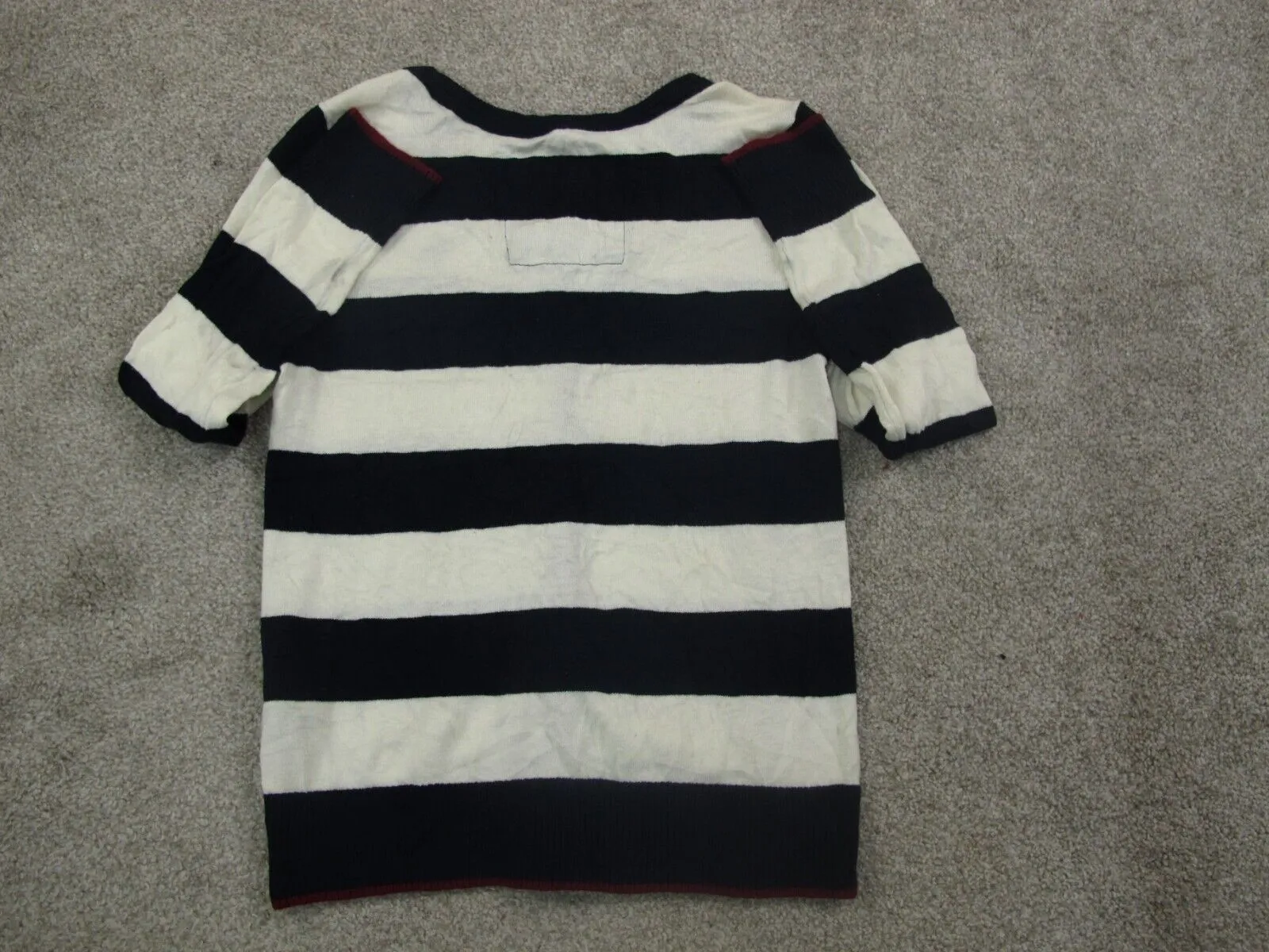 Abercrombie & Fitch Womens Cardigan Sweater Striped Front Button Black White M