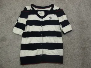 Abercrombie & Fitch Womens Cardigan Sweater Striped Front Button Black White M