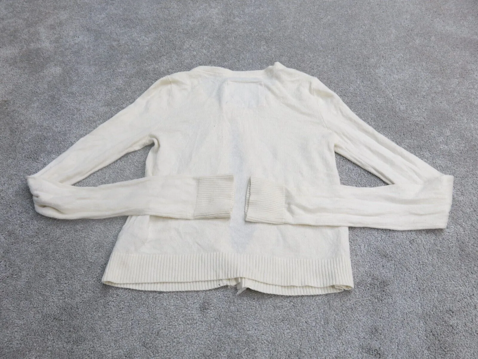 Abercrombie &Fitch Women Cardigan Sweater Front Button Long Sleeves Ivory Size S