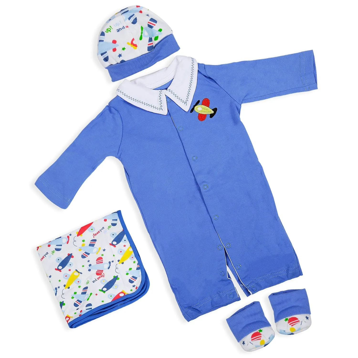 Airplane Newborn Gift Set 4 Pcs - Blue, Red