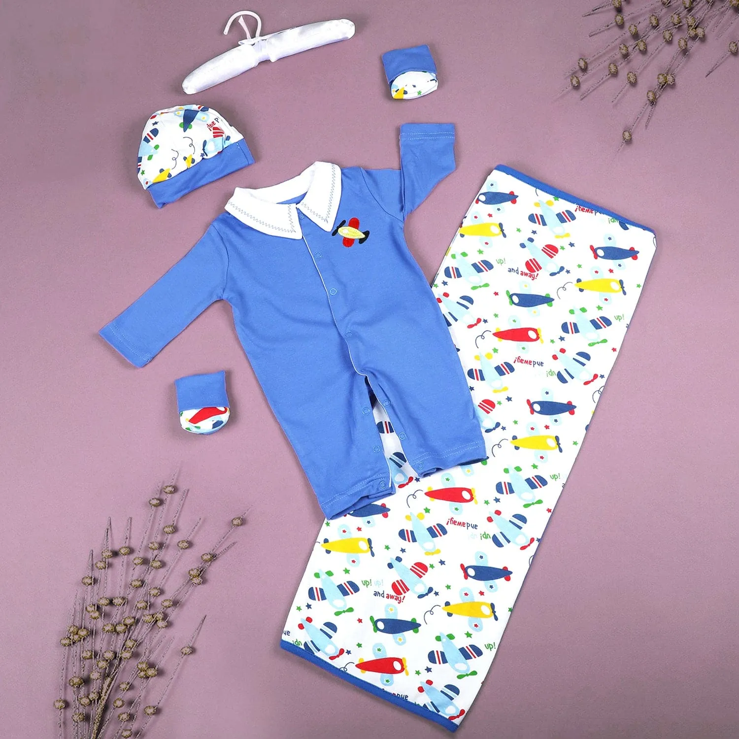 Airplane Newborn Gift Set 4 Pcs - Blue, Red