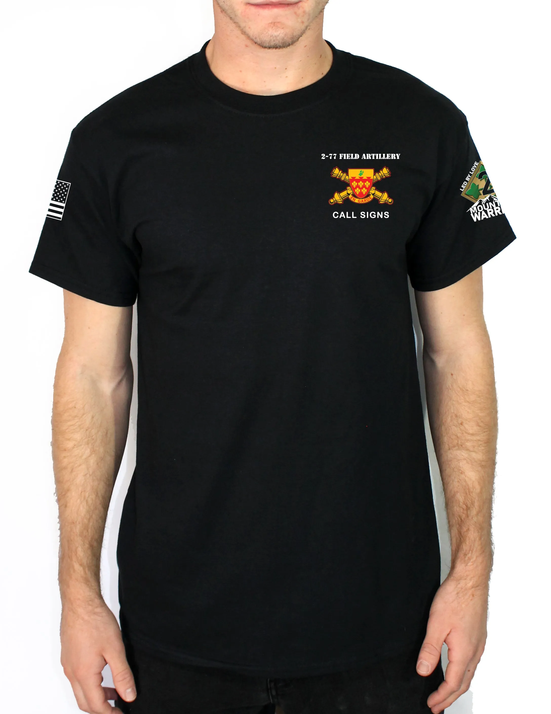 Alpha Battery 50-50 Blend Black Unisex PT Short Sleeve Shirt. Approved for PT