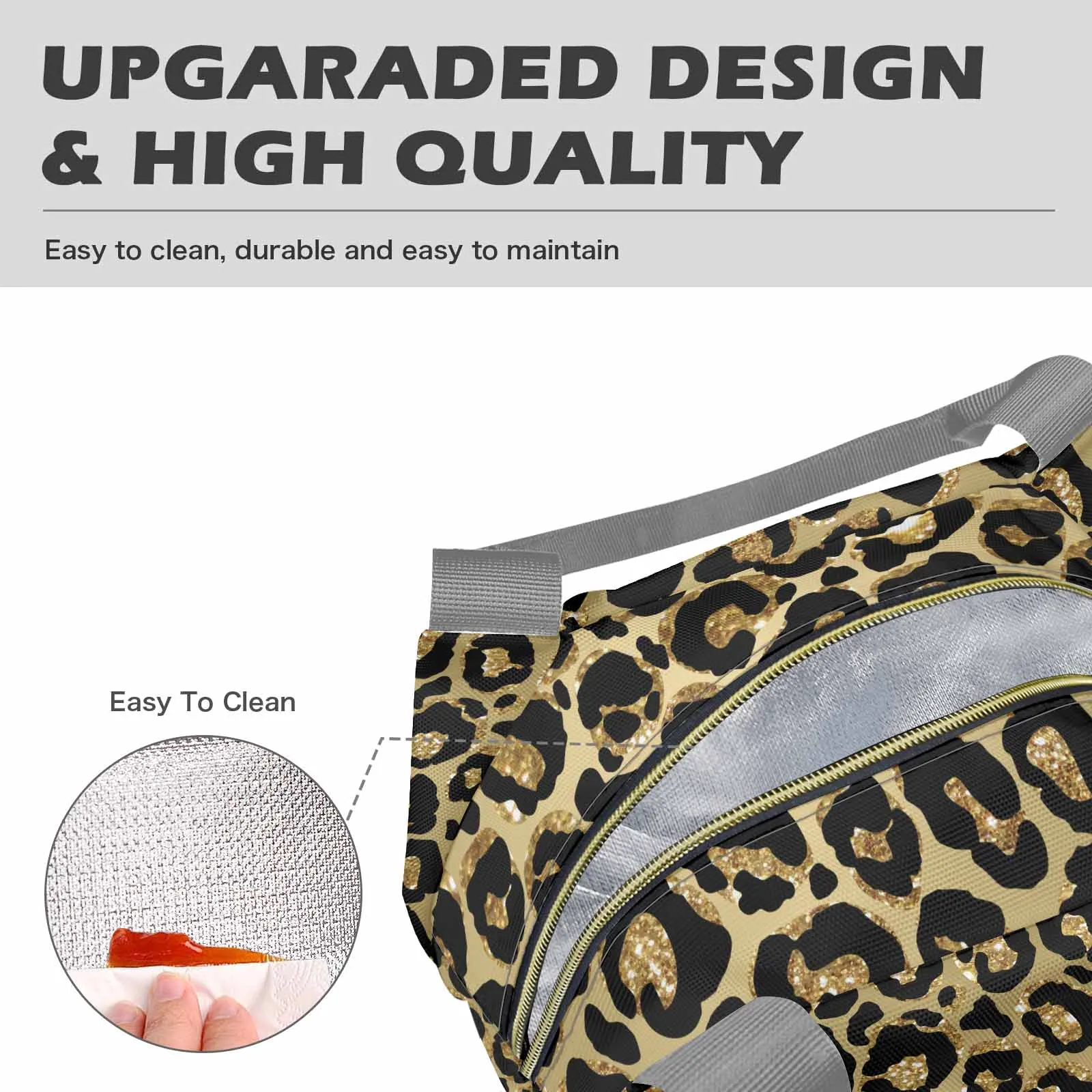 Animal print 4  Portable Lunch Bag-Grey Handle