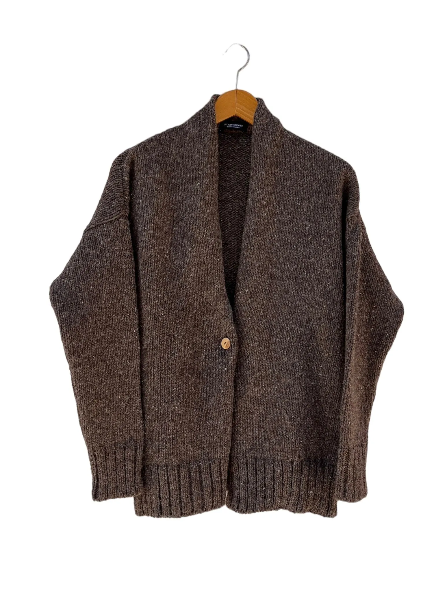 Artisan Cardigan Pure Ecological Wool Brown