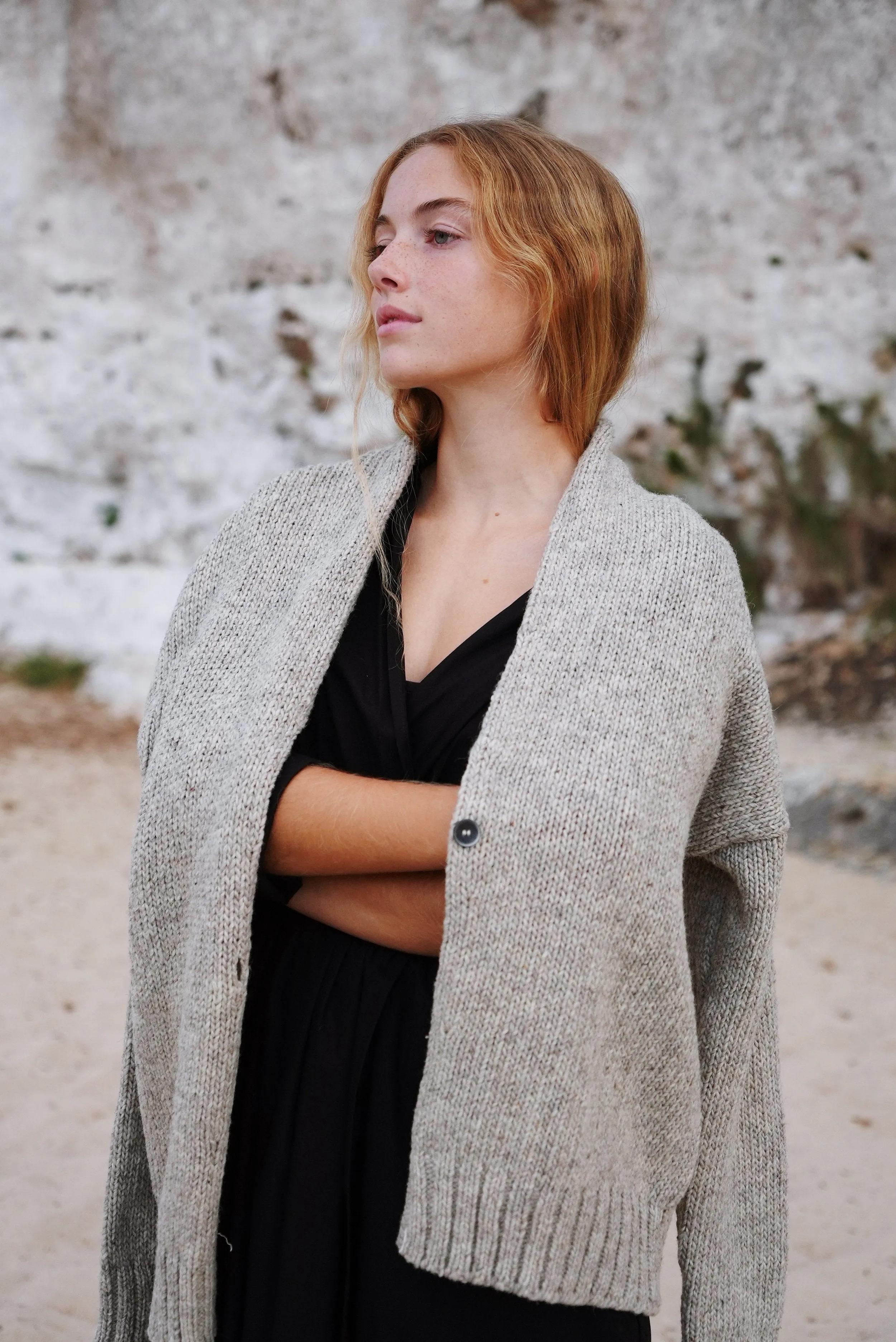 Artisan Cardigan Pure Ecological Wool Brown