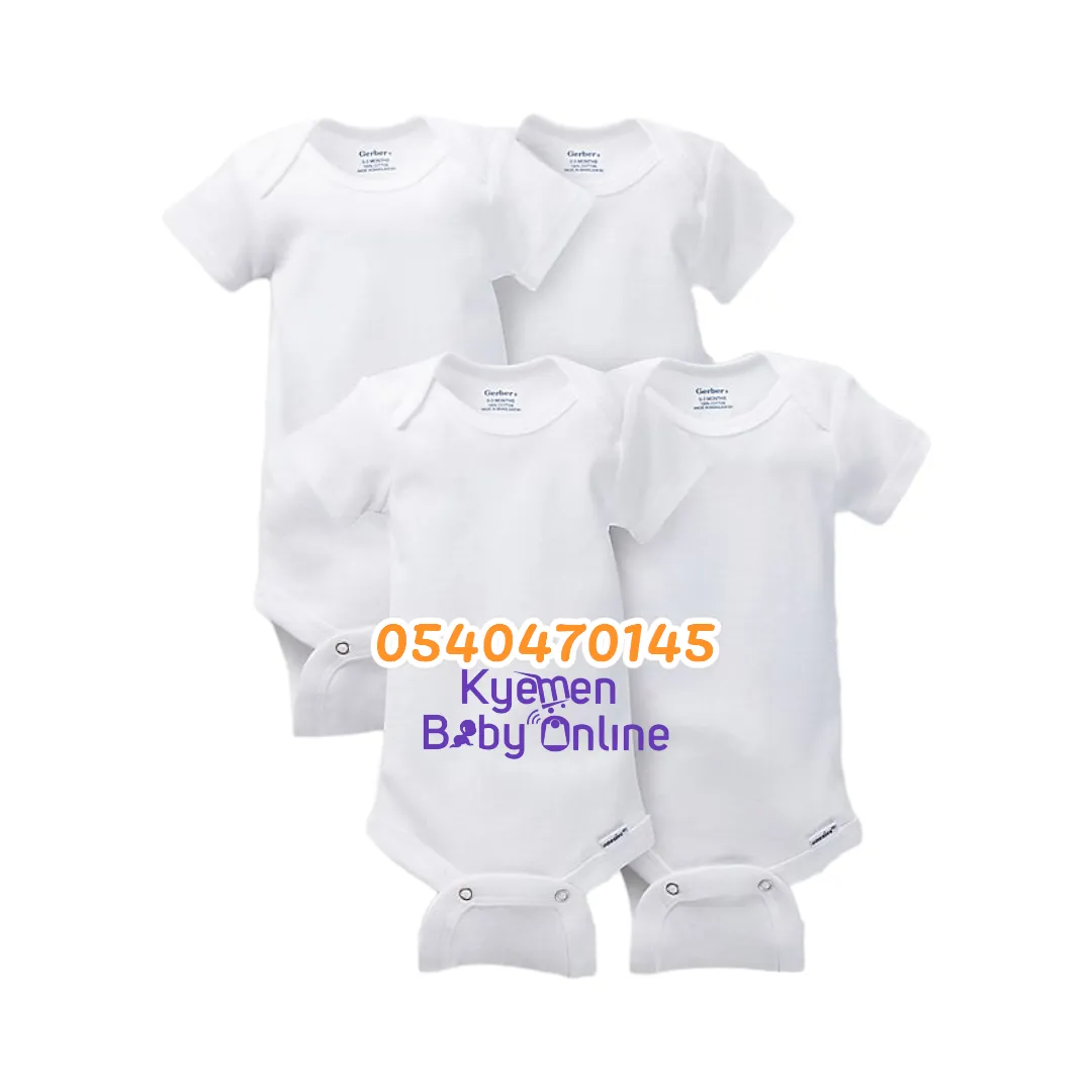 Baby Body Suit (Gerber) Short Sleeves All White 4pcs