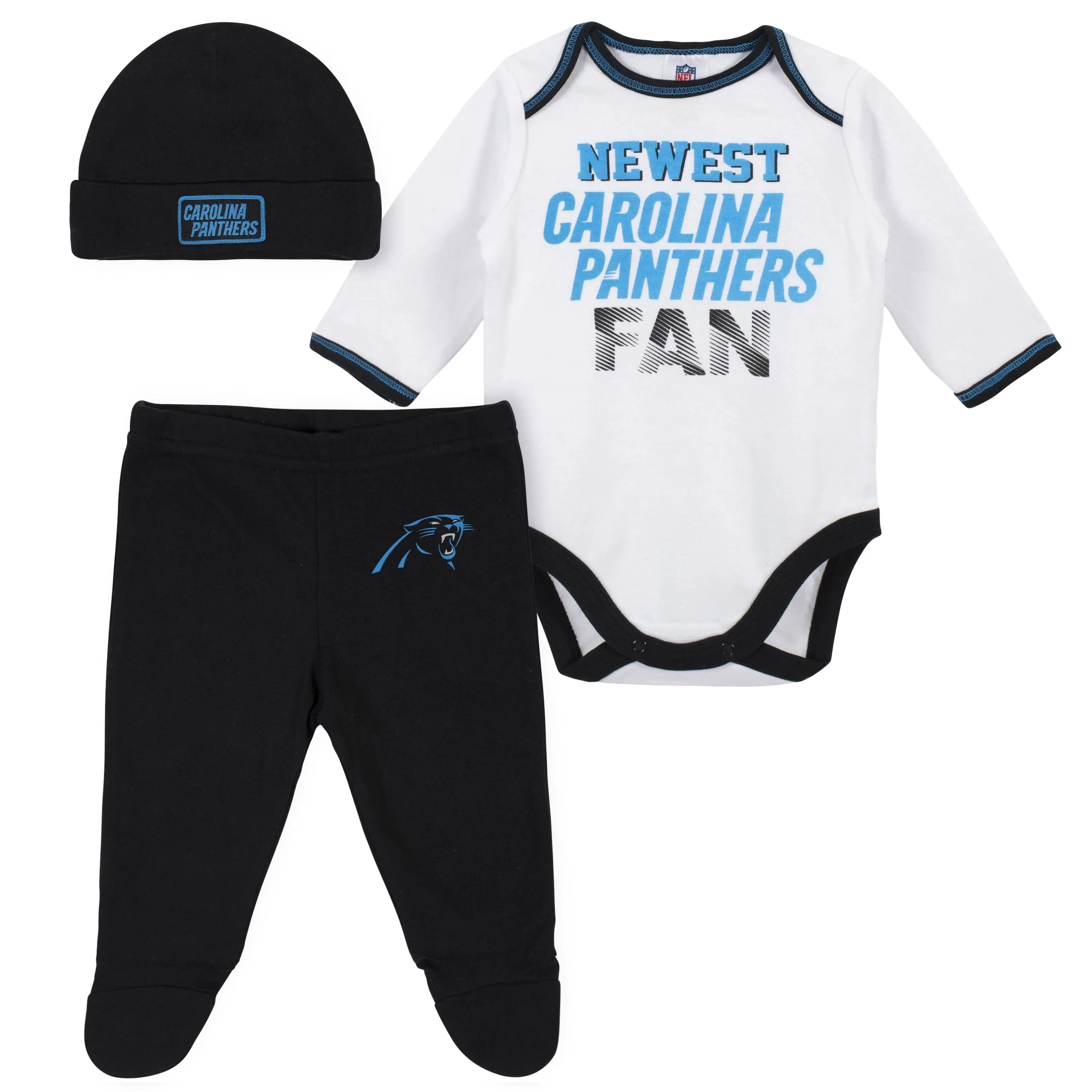 Baby Boys Carolina Panthers 3-Piece Bodysuit, Pant and Cap Set