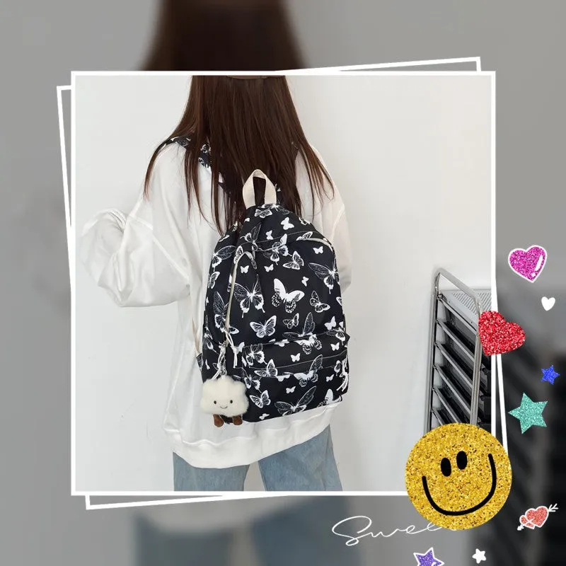 Backpack Wholesale  New Fashion Colorized Butterfly Student Schoolbag Trend Leisure Simple Nylon Cloth Backpack