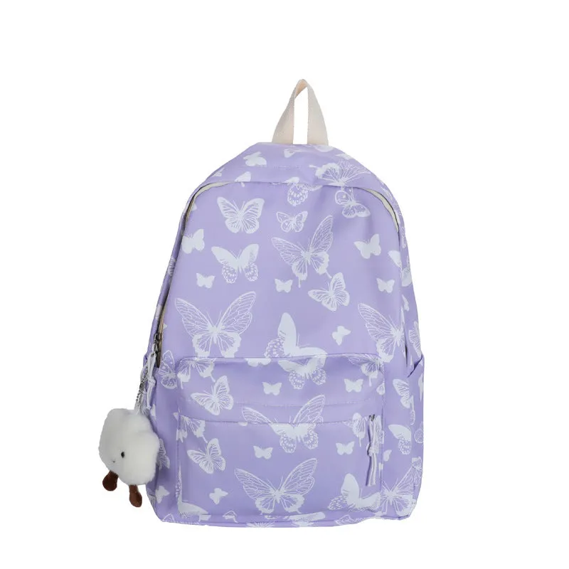 Backpack Wholesale  New Fashion Colorized Butterfly Student Schoolbag Trend Leisure Simple Nylon Cloth Backpack