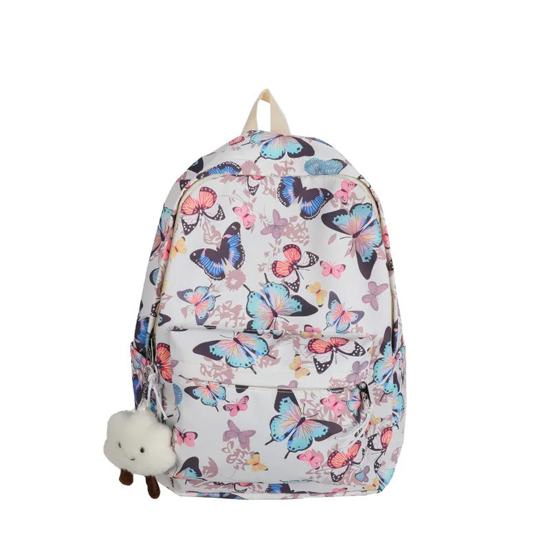 Backpack Wholesale  New Fashion Colorized Butterfly Student Schoolbag Trend Leisure Simple Nylon Cloth Backpack