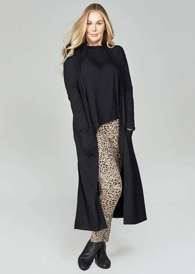 Bamboo Longline Pocket Cardigan - Black