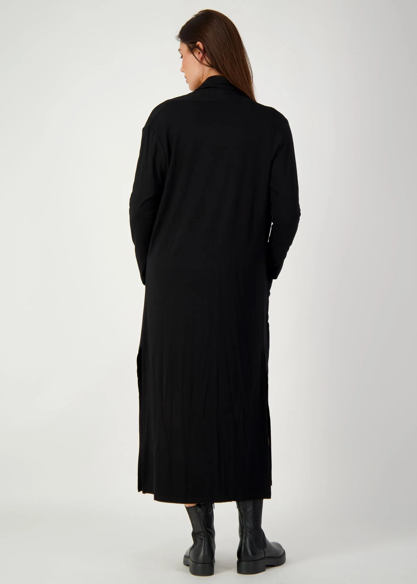 Bamboo Longline Pocket Cardigan - Black