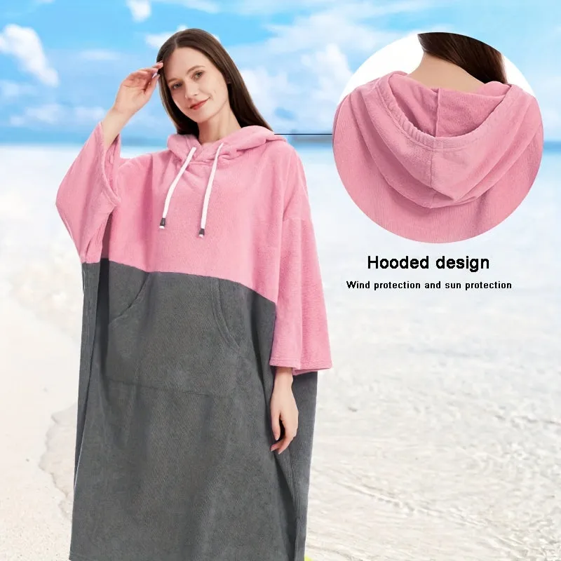 Beach Poncho:  Color Blocking Surf Changing Towel