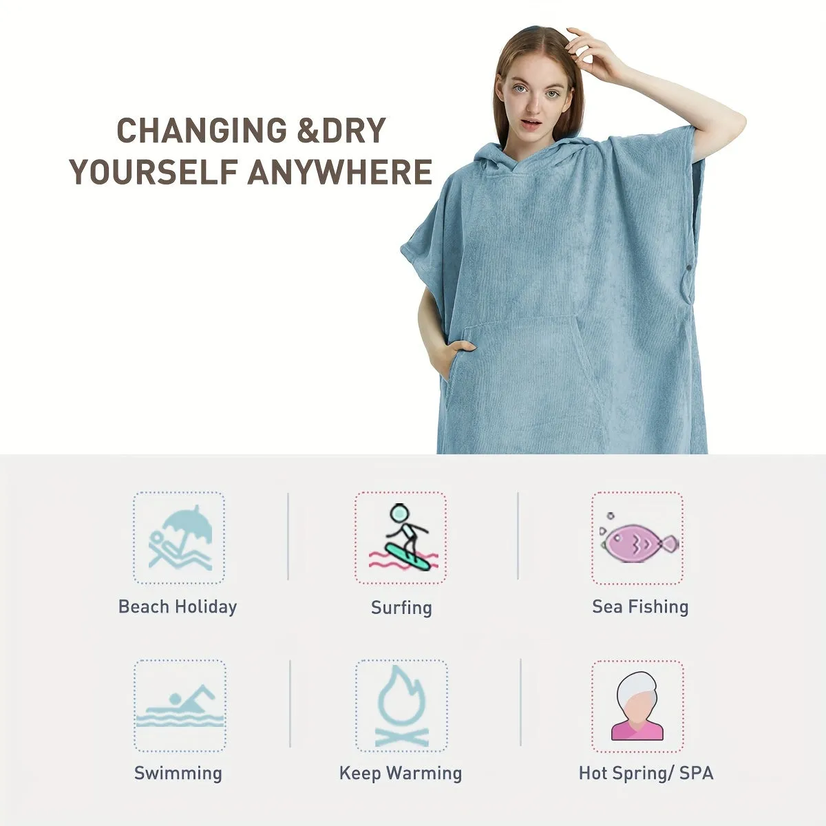 Beach Poncho:  Swimming Surf Unisex Towel With Hood