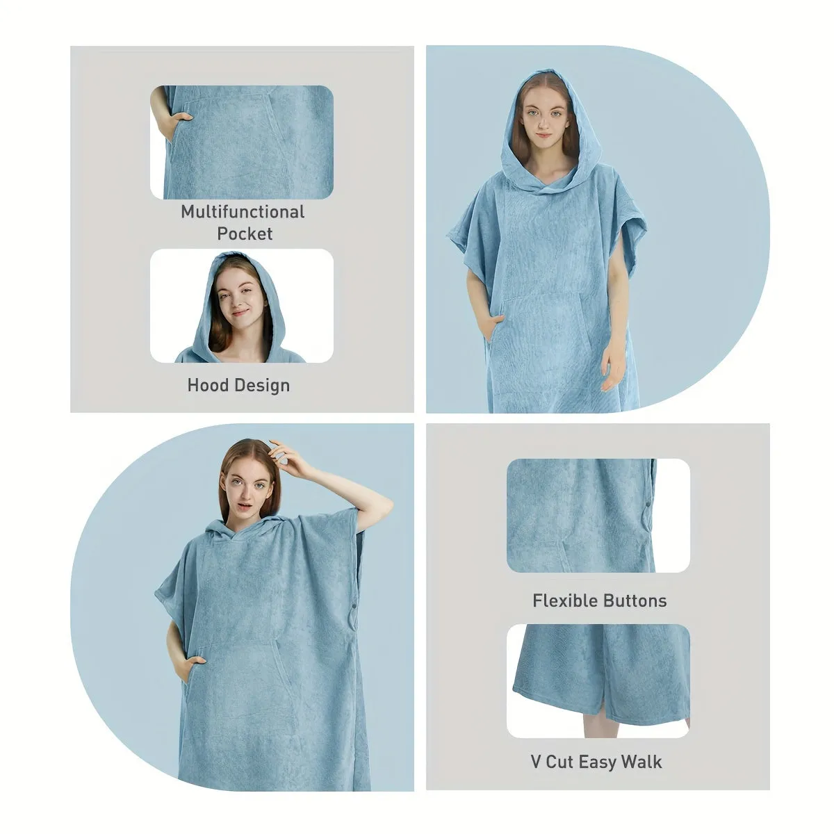 Beach Poncho:  Swimming Surf Unisex Towel With Hood