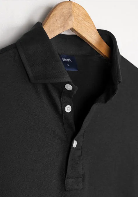 Black Feather Soft Piqué Half Sleeve Polo Shirt