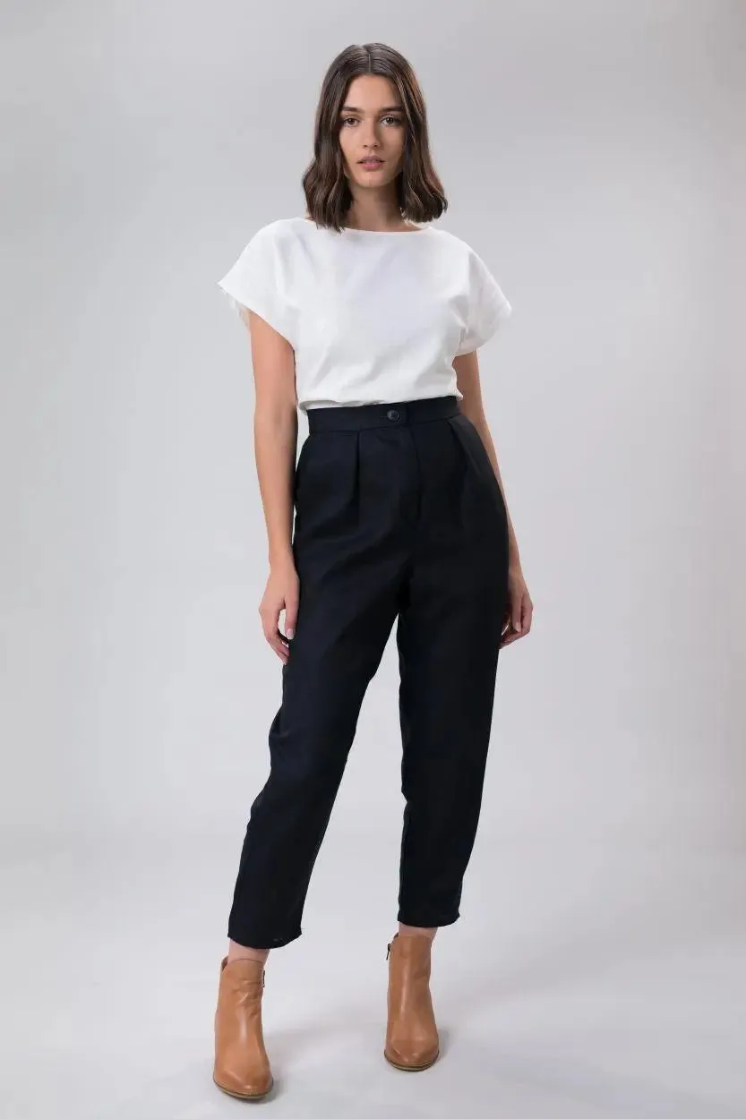 Black Linen Pants Ada By Wilga Clothing