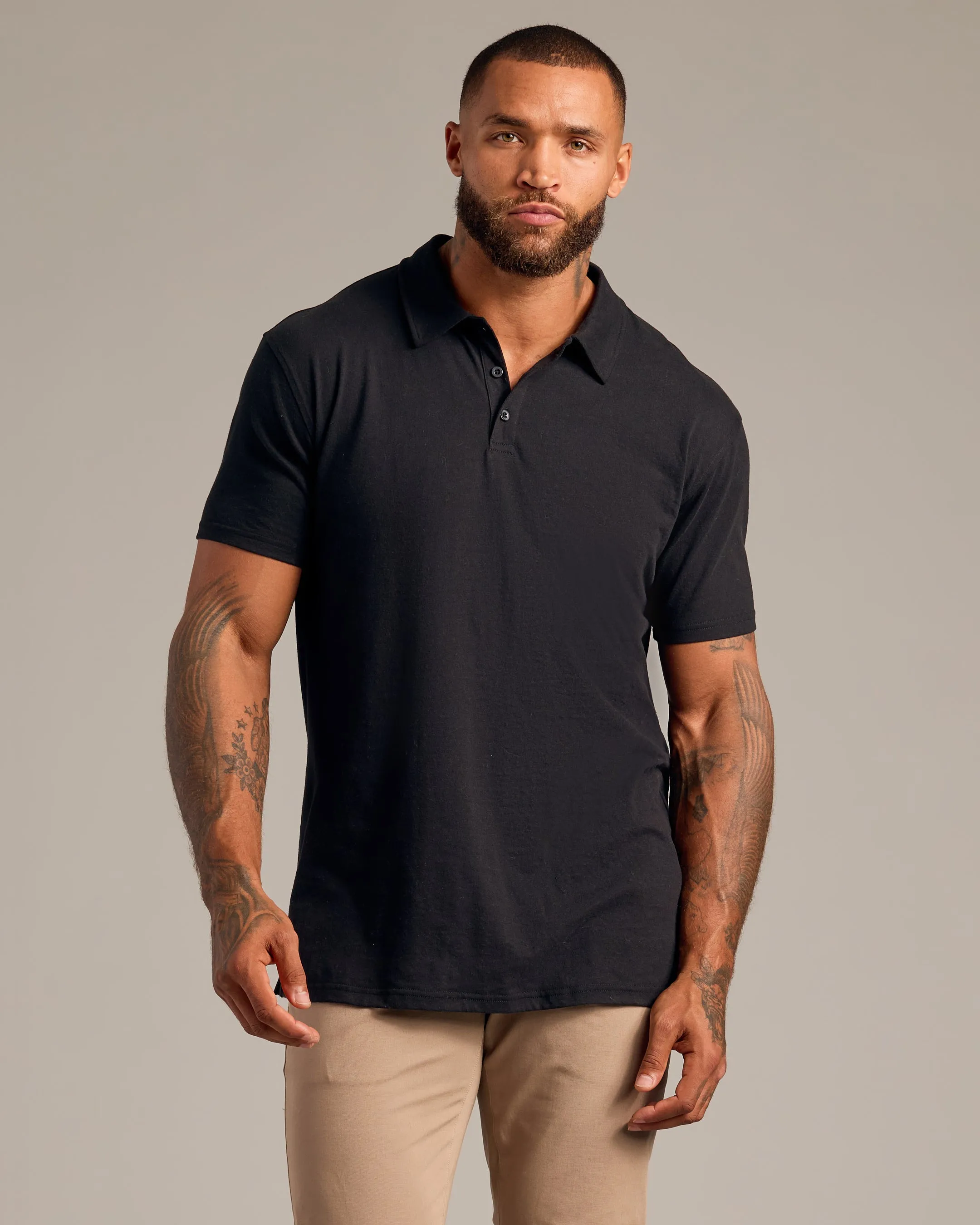 Black Short Sleeve Polo