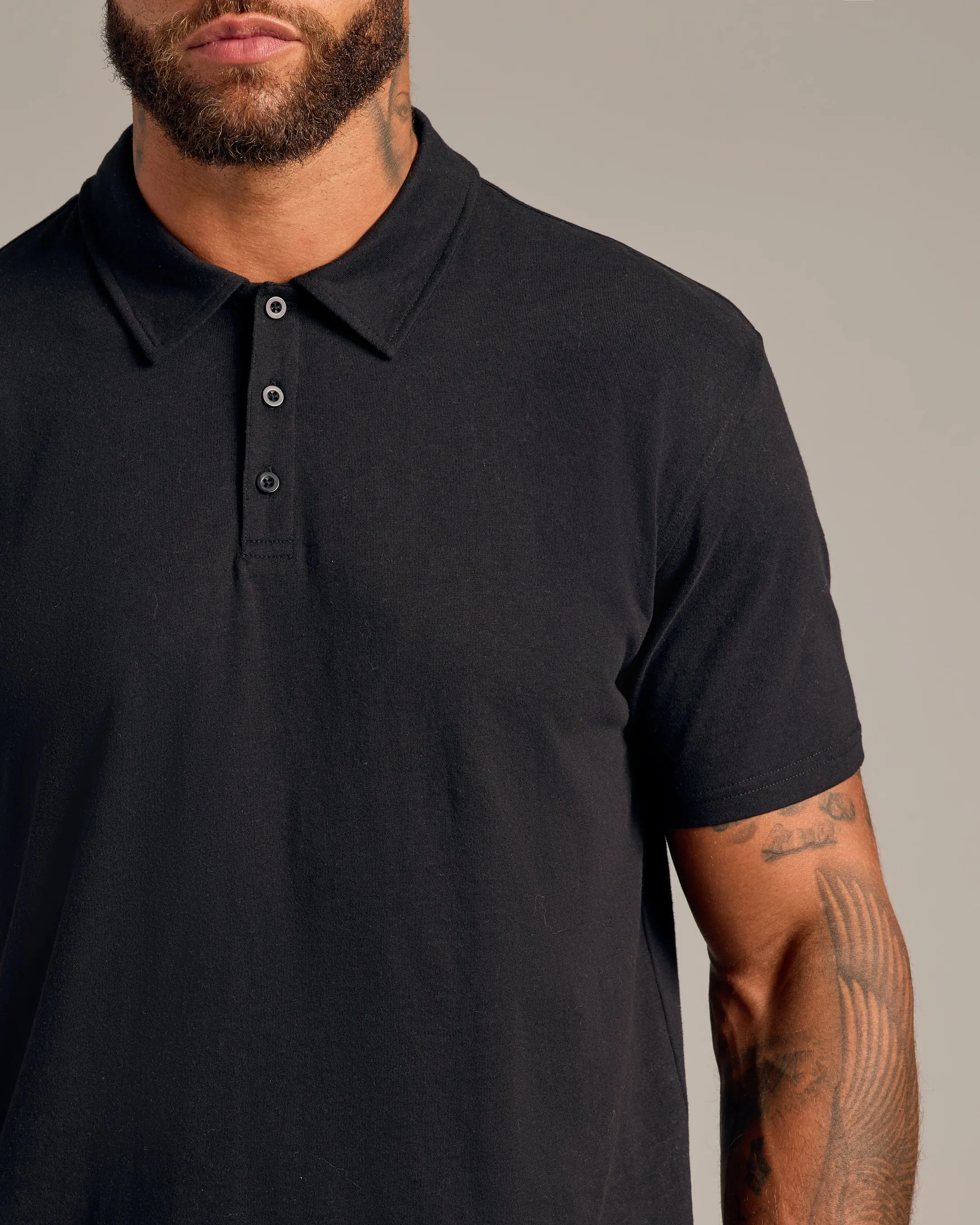 Black Short Sleeve Polo