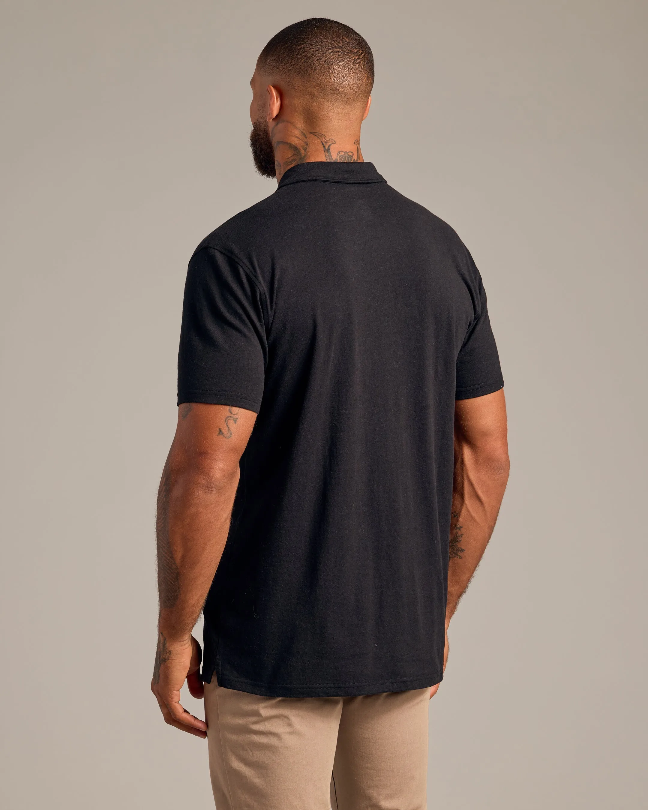 Black Short Sleeve Polo