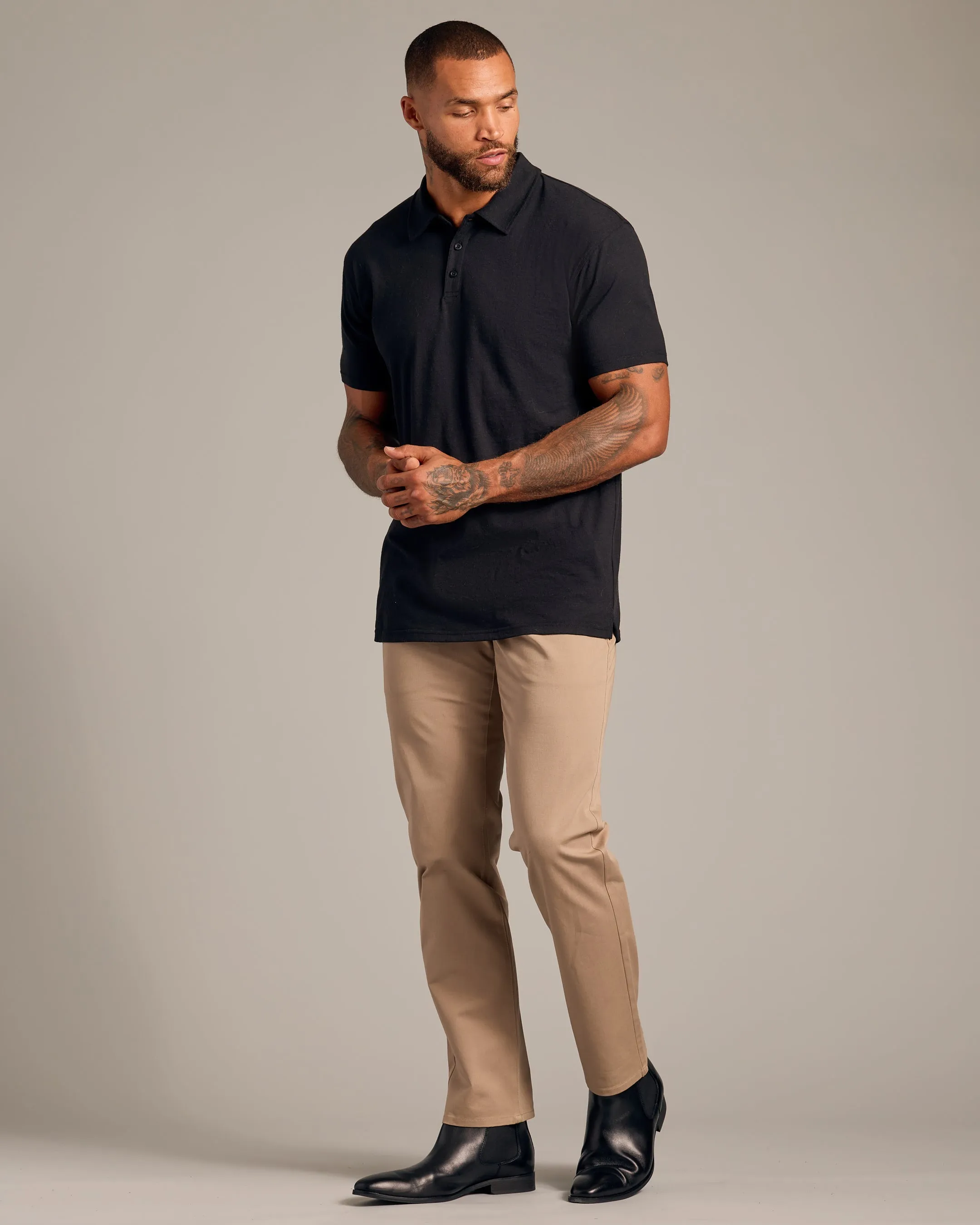 Black Short Sleeve Polo