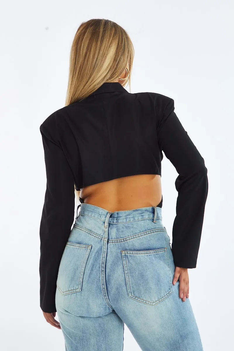 Black Tailored Back Cut Out Bodysuit - Madrigal