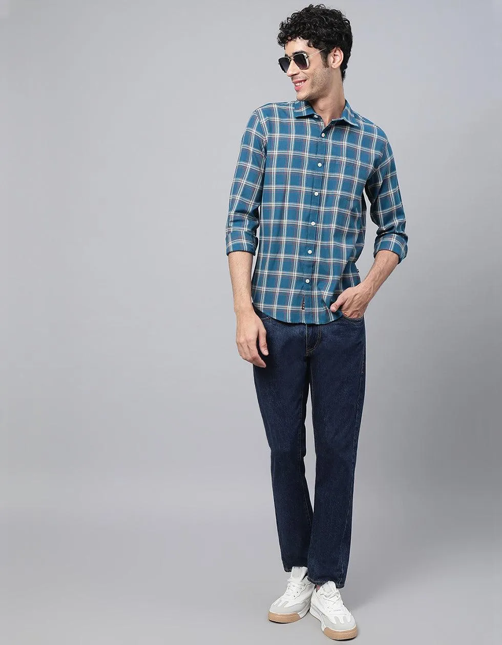 Blue Checks Printed Shirt