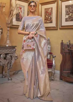 Blueish Grey Woven Banarasi Silk Saree with Sequins work