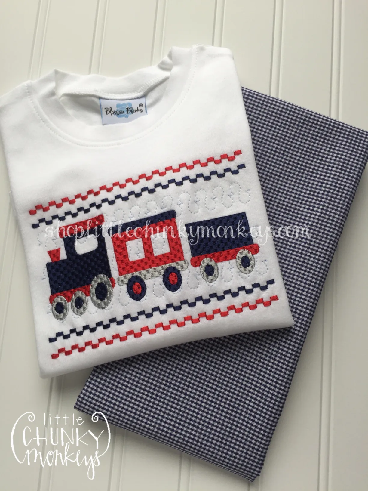 Boy Shirt - Faux Smock Train