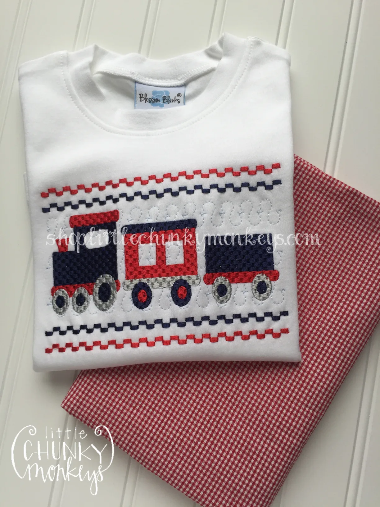 Boy Shirt - Faux Smock Train