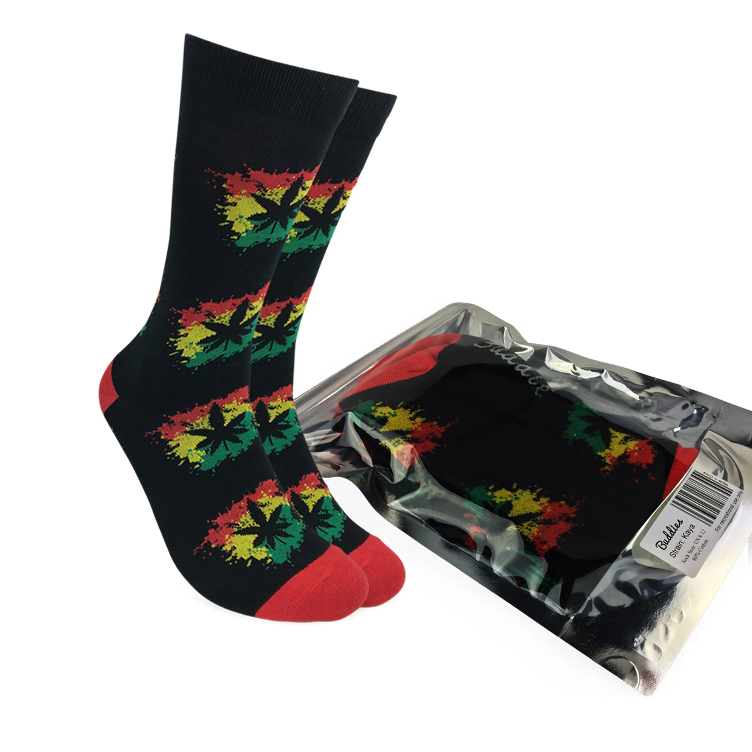 Buddies Marijuana Socks For Men-Hemp Leaf Socks Crew Socks-Crazy Dress Socks