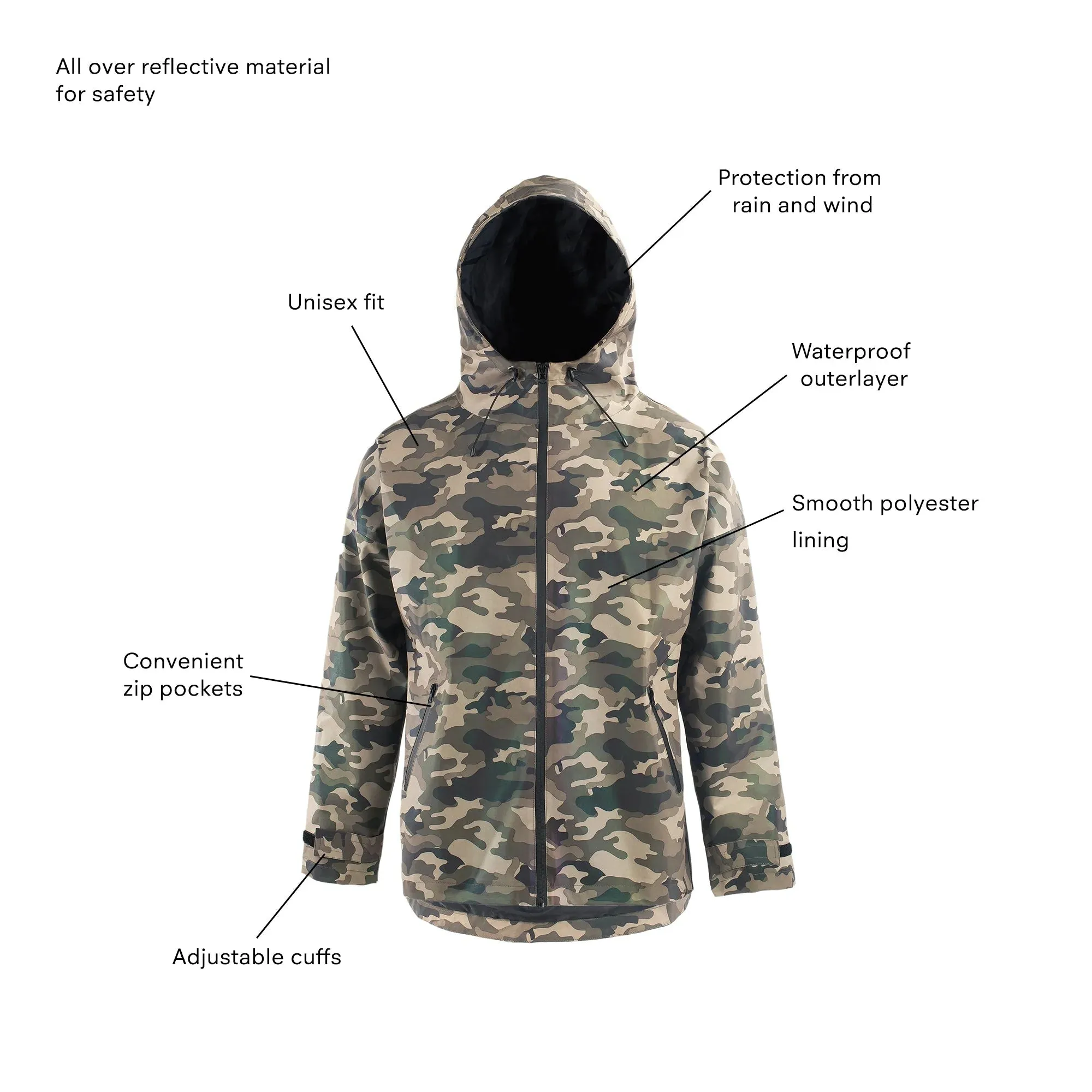 Camo Visibility Raincoat For Humans