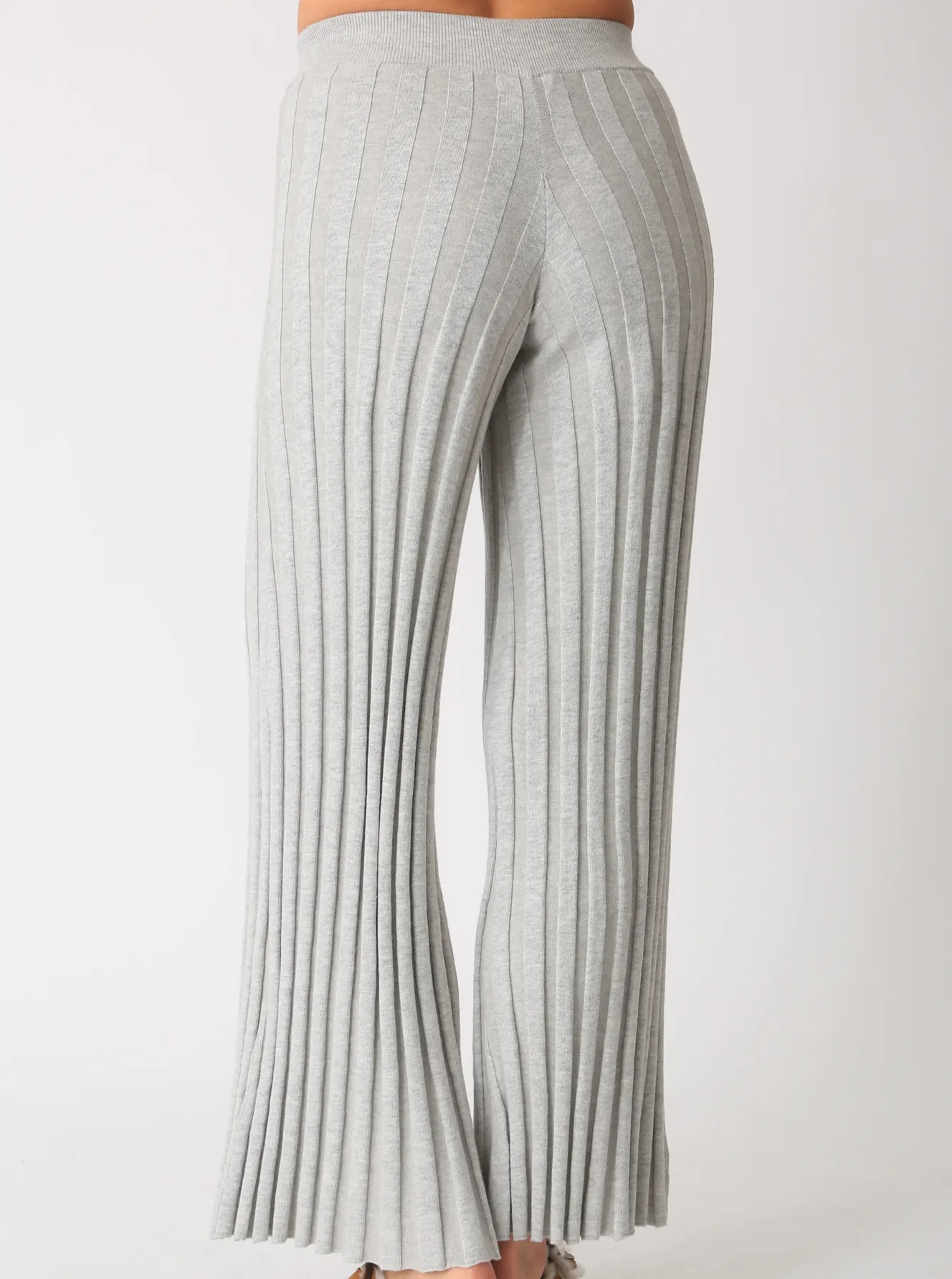 Carmel Ribbed Knit Pant - Light Heather Grey