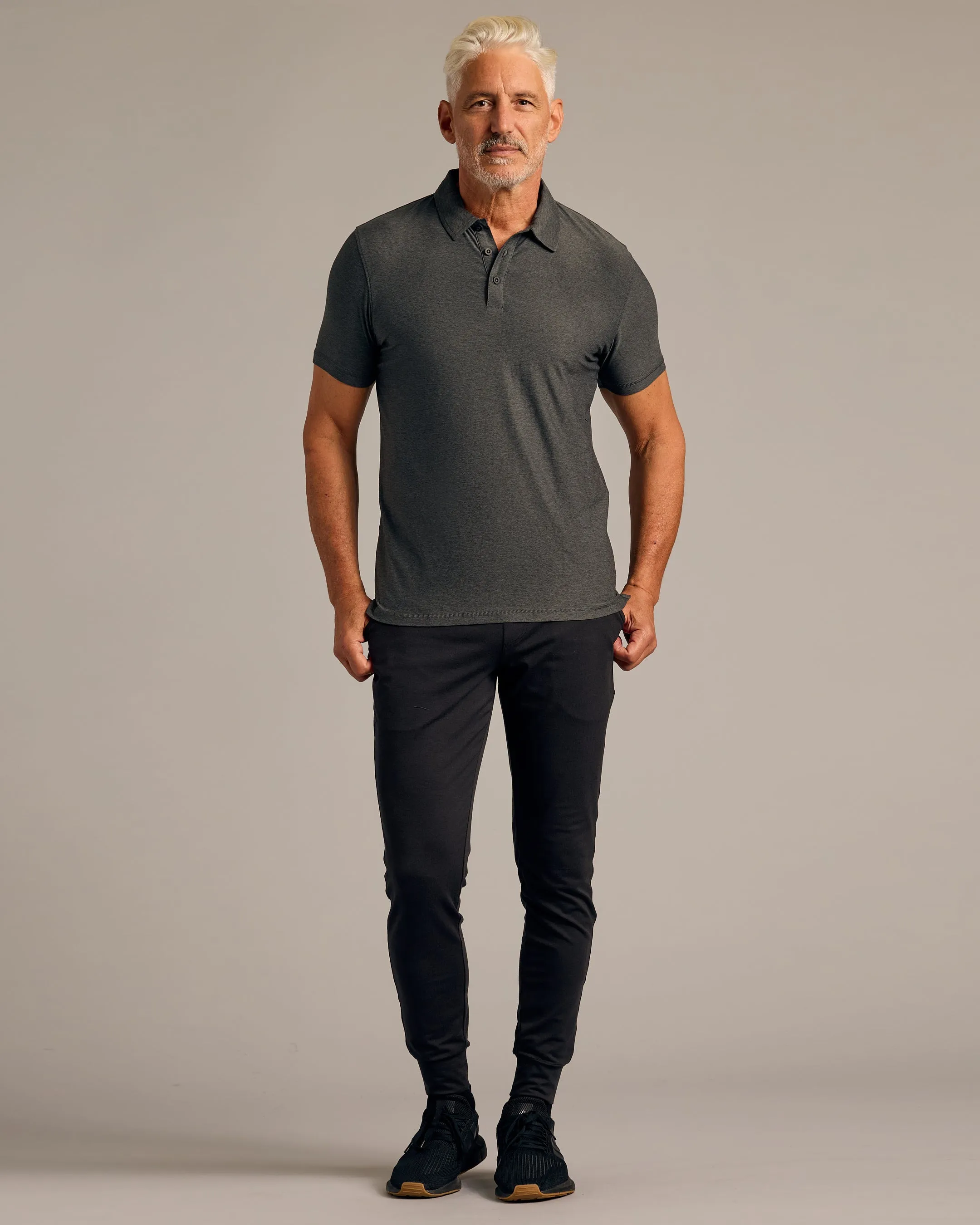 Charcoal Heather Gray Active Polo