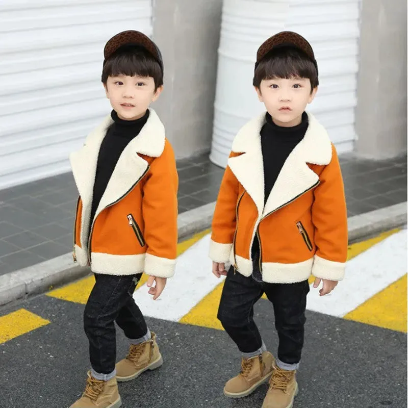 Children's Thickened Fleece Wool Top Lamb Wool Coat