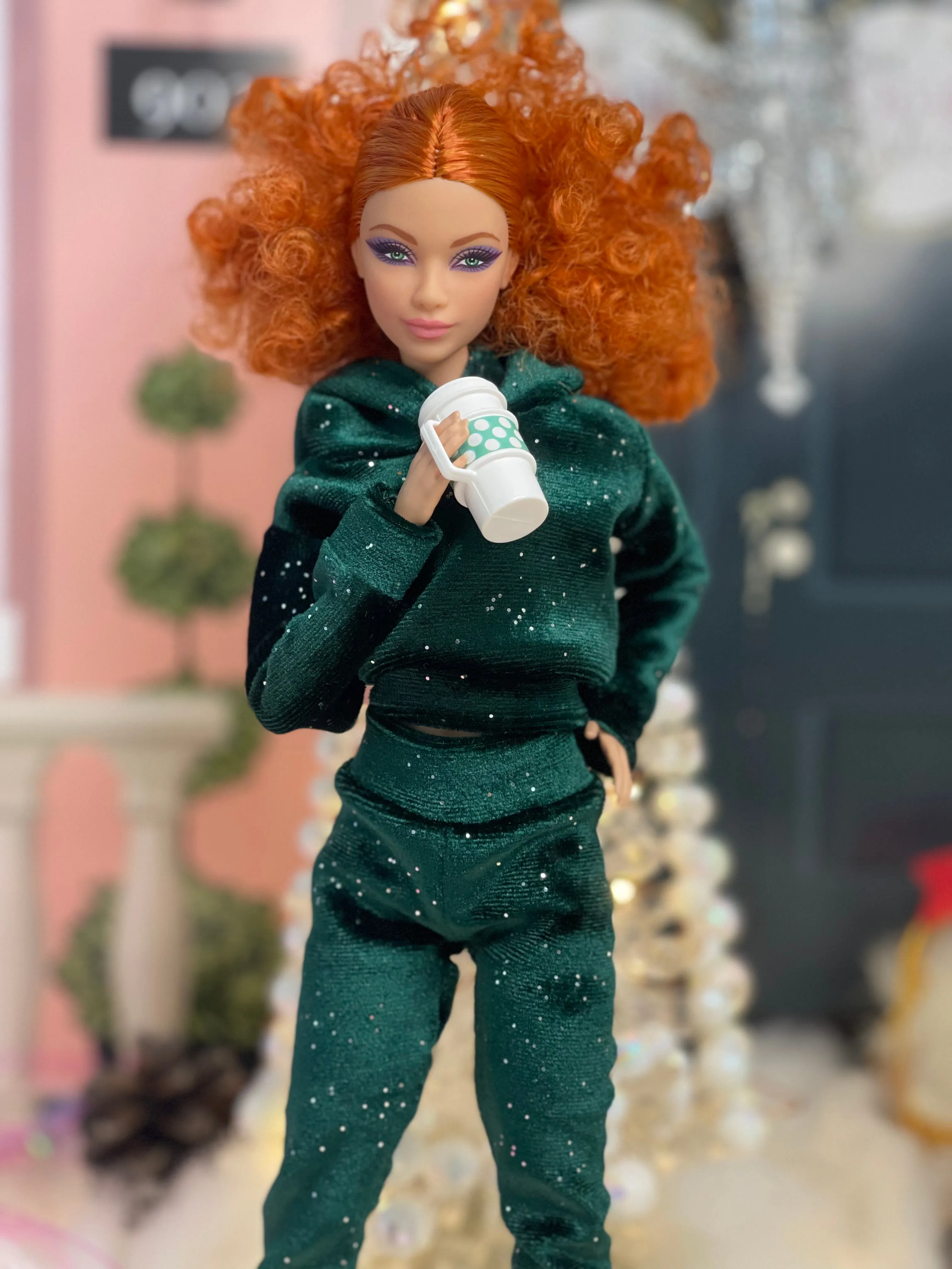 Christmas hoodie for fashion dolls velvet sweatpants