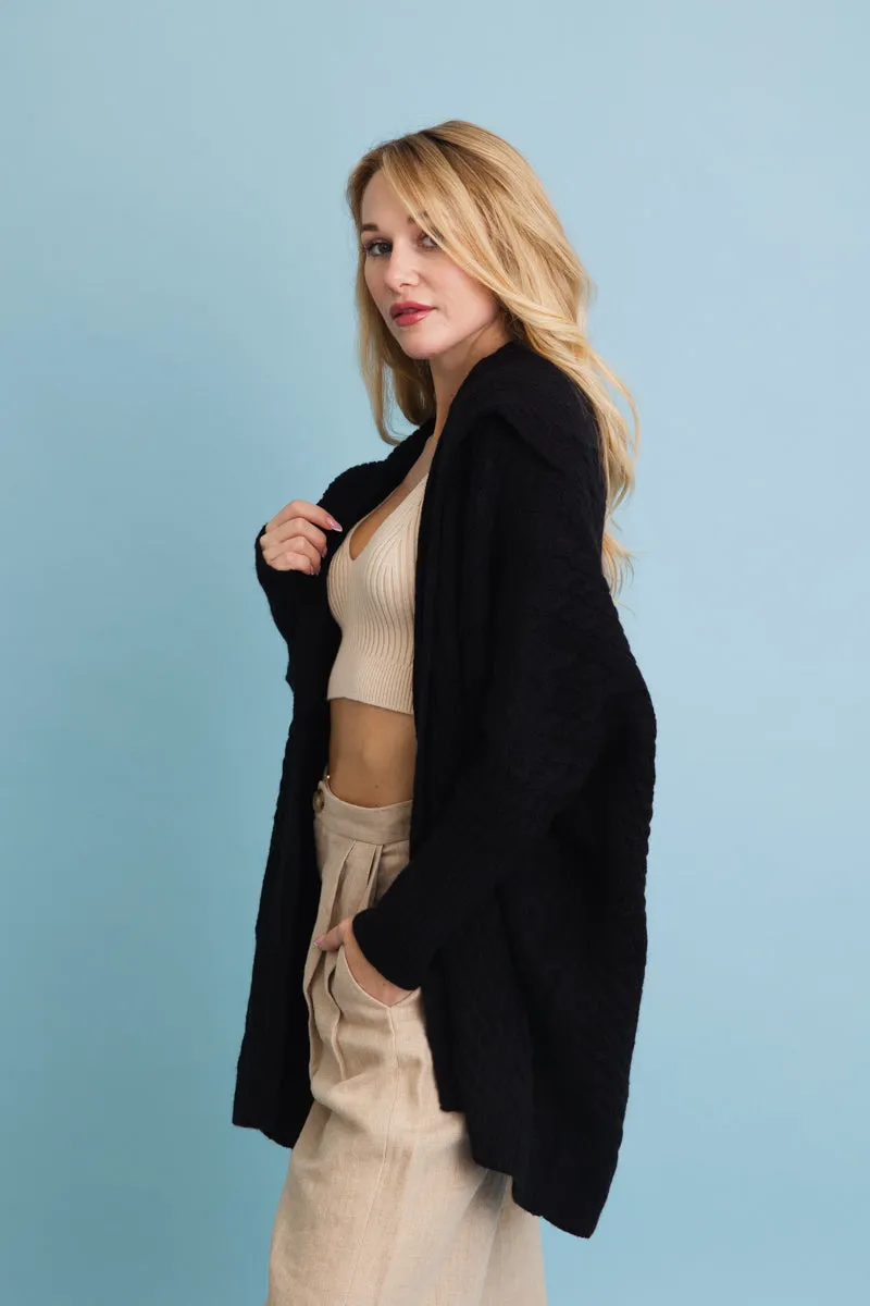 Chunky Cable Knit Oversized Poncho Cardigan