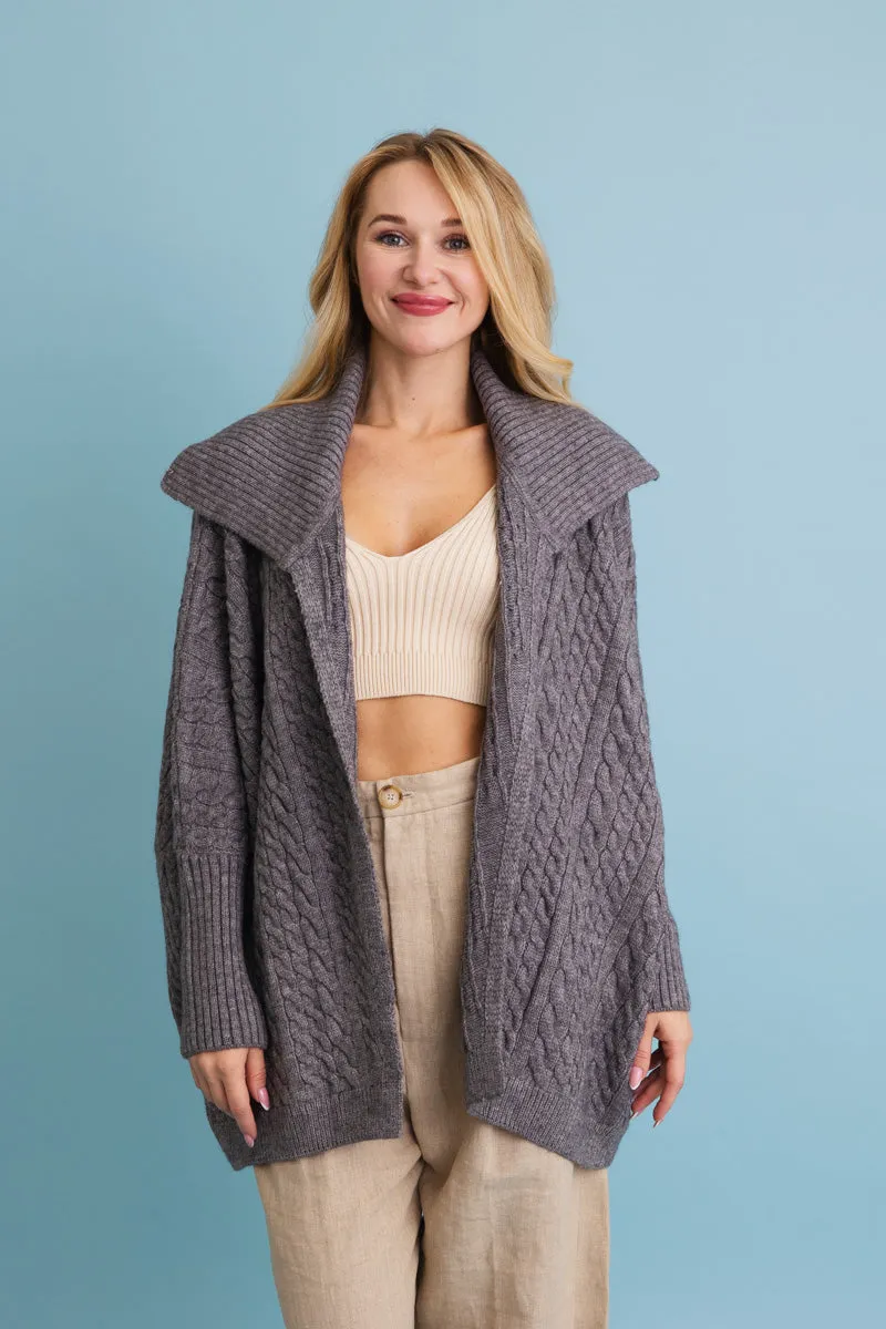 Chunky Cable Knit Oversized Poncho Cardigan