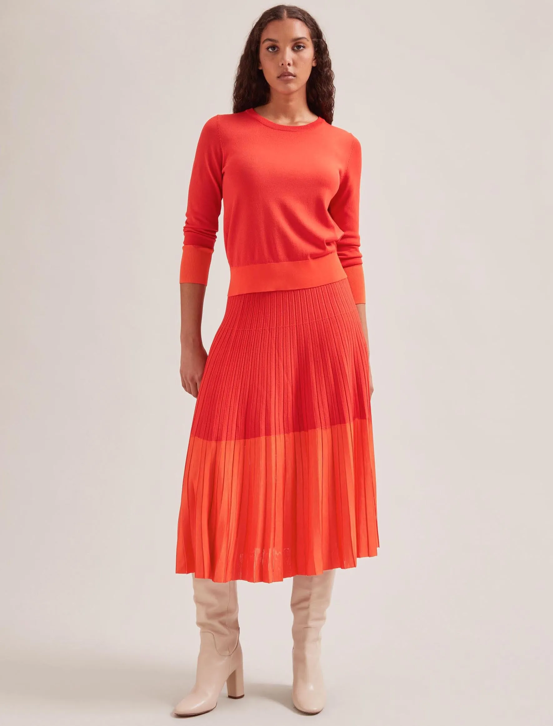 Colette Contrast Hem Skirt - Orange