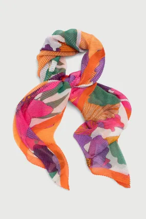 Colorful Floral Pleated Scarf