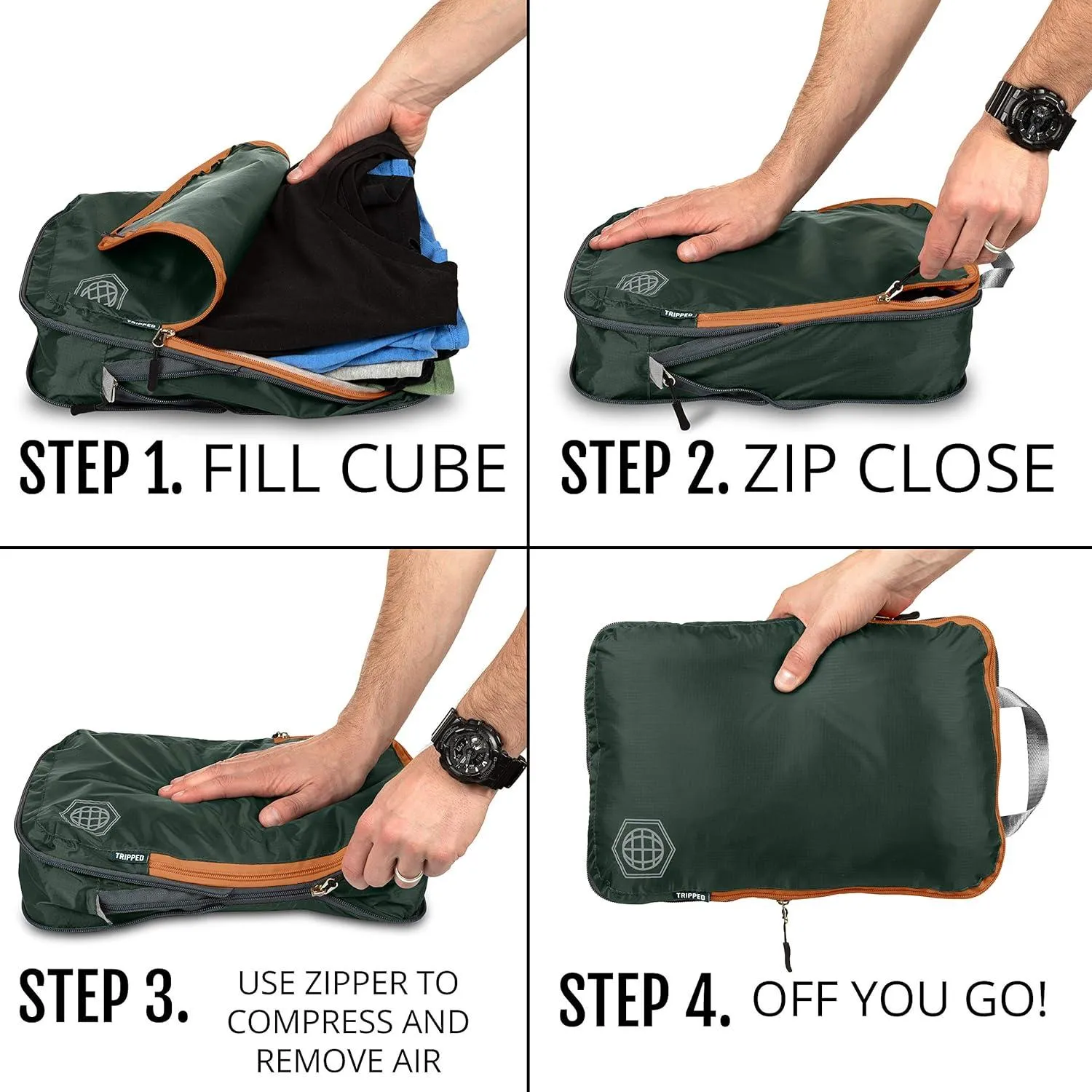 Compression Packing Cubes for Travel - Luggage and Backpack Organizer