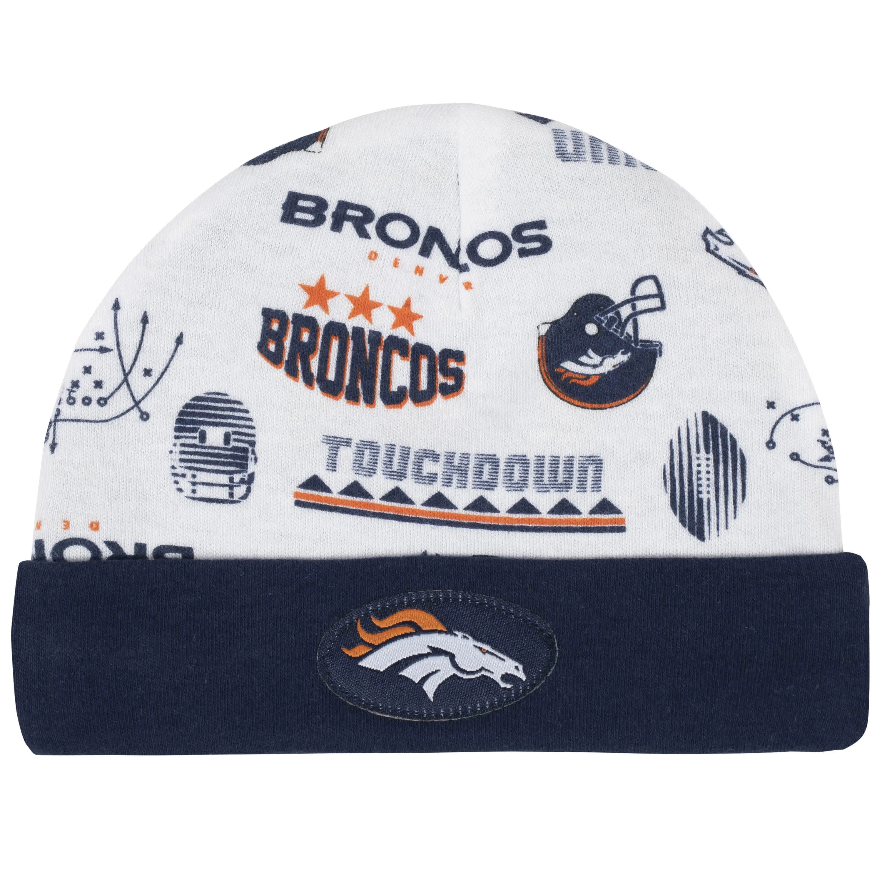 Denver Broncos 3-Piece Baby Boys Bodysuit, Bib, and Cap Set